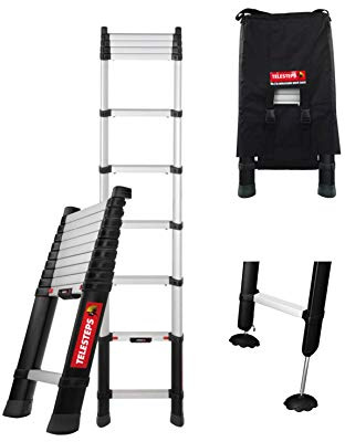 TELESTEPS Teleskopleiter [3m | inkl. höhenverstellbarer Füße & Tragetasche] Schiebeleiter - Leiter ausziehbar - platzsparende Teleskop Klappleiter - ausziehbare Leiter - Ausziehleiter