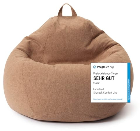 Lumaland sittsäck Comfort Line | inomhus beanbag 100 x 120 x 50 cm med mer än 2,4 miljoner justerbara EPS-pärlor | mjuk och bekväm golvkudde | fåtölj för barn och vuxna | 315 l volym [brun