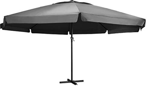 vidaXL Sonnenschirm mit Aluminium-Mast Kurbelsystem Ampelschirm Marktschirm Gartenschirm Balkonschirm Terrassenschirm Schirm 600cm Anthrazit
