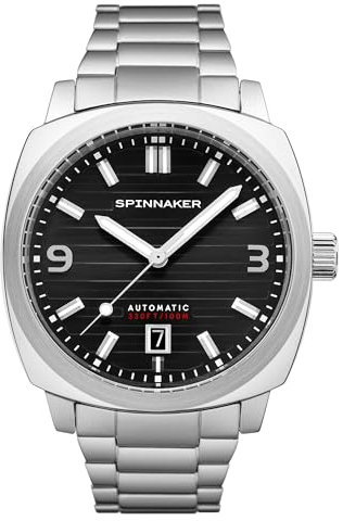 Spinnaker Herren 42mm Hull Automatik Noire Riviera 3-Zeiger-Uhr mit massivem Edelstahlarmband SP-5073-33