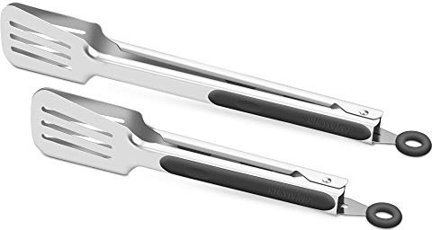 Premium 304 Stainless Steel Barbecue Turners, Heavy Duty Non-Stick BBQ Cooking Kitchen Tongs