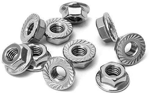 QWORK M6 Dado Flangiato Esagonale, acciaio inossidabile 304, confezione da 50