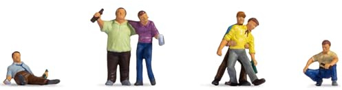 NOCH Figuren H0 „Betrunkene“, realistische Modellbau Szene, handkolorierte Miniatur für Spurweite H0, kreative Dioramen Gestaltung
