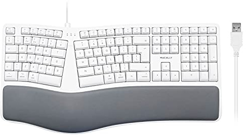 Perimac MERGOKEY-UK, Ergonomic wired USB-A keyboard with palm rest, British English QWERTY Layout