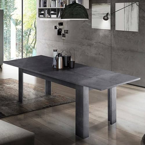 Dmora - Table extensible Natan, Console extensible jusqu'à 12 places, Console extensible 100% Made in Italy, 160/210x90h75 cm, Ardoise
