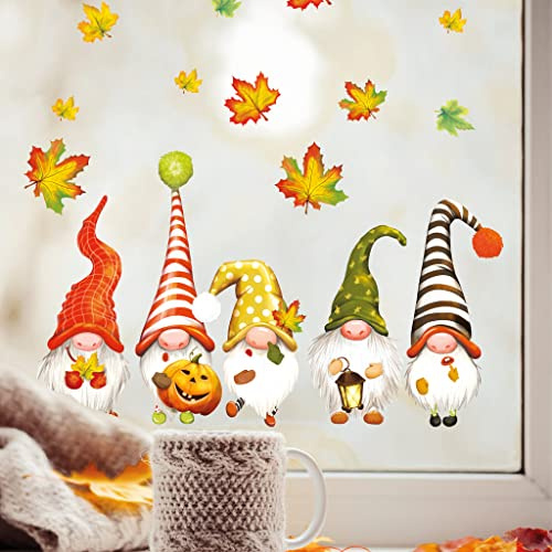Wandtattoo Loft Fensterbild Herbst Mit Zwergen & Blättern, A4 Bogen, Herbstdeko Kinderzimmer, Fensterfolie, Herbstbilder für Kinder
