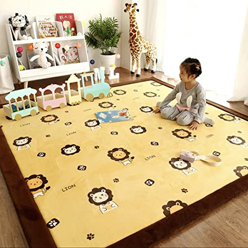 Fancytan Baby Spielmatte Kinderteppich Krabbeldecke 2,5 cm Extra Dick und Soft Krabbelmatte Kinder Matte Tier Motiv Gelb, Grösse: 100x200 cm
