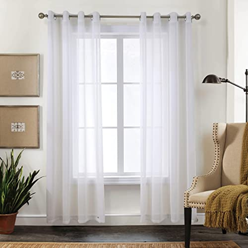 CUCRAF Transparente Gardinen mit Ösen - Wohnzimmer & Schlafzimmer, H260 x B140cm 2er Set Transluzente Vorhänge Off White, Unifarbene Pflegeleichte und Knitterfreie Vorhänge in Leinenoptik