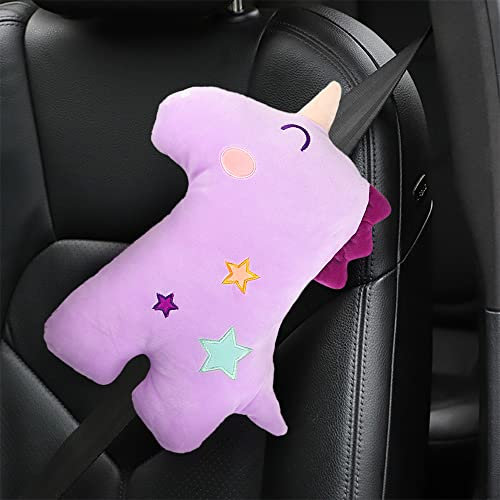 Gurtpolster Kinder, RosyFate Sicherheitsgurt Polster Auto, Sicherheitsgurt Schulterkissen, Gurt Polsterung Kindersitz, Gurtpolster Schlafkissen Nackenstütze, für Kinder Erwachsene (Einhorn)