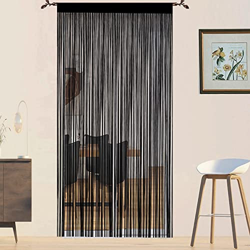 QiBoYuYe Tende per porte, zanzariere, tende per finestre, mosche, porte, decorazioni, divisori, pannelli, camera da letto, soggiorno, armadio, porta (nero, 200 x 200 cm)