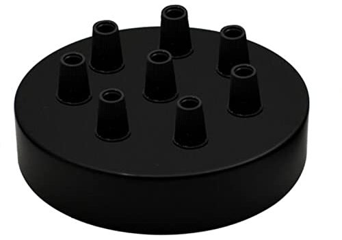 LEDSone 8 Out Schwarze Deckenrosette, perfekt für Stoff-Flexkabel, 120 mm Metall-Deckenleuchtenplatte mit Zubehör für Decken- und Wandlampen