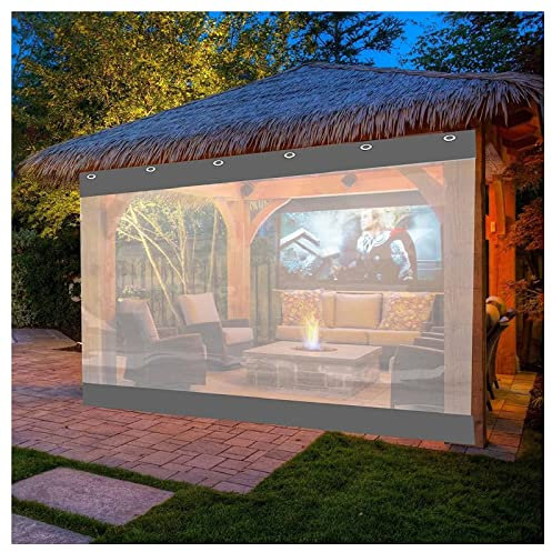 STRMAX Abdeckplane Holz,Wasserdichter Vorhang for Den Außenbereich, Transparente Kunststoffplane, PVC, 0,5 Mm, Mit Perforationen, Pavillon, Balkonvorhänge for Pergola, Terrasse, Zeltseitenvorhänge