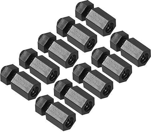 PATIKIL 100 Stück M3 Nylon Sechskant Abstandsschrauben Muttern Schwarz | 7mm+6mm, Leiterplatten Innengewinde Außengewinde Abstandshalter Kit Motherboards, Computergehäuse, Elektronik