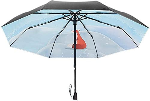 DUXEDO Ombrello da Viaggio, Ombrellone da Spiaggia, Ombrellone Invernale in Volpe Rossa Mini Ombrello Pieghevole Manuale a Tre ombrelli Femminili con spinato a Due Usi
