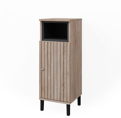 Vicco Midischrank Aquis, Sonoma, 30 x 81.8 cm | mit Tür und offenem Fach, zur Aufbewahrung im Badezimmer und kombinierbar mit Aquis