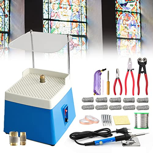 Mini-Schleifmaschine, Glasschneider und Lötset, Mosaik- und Buntglas-Starterset mit Kupferfolienband, Lötdraht und Fingerhülse, professionelles Startset für DIY-Projekte