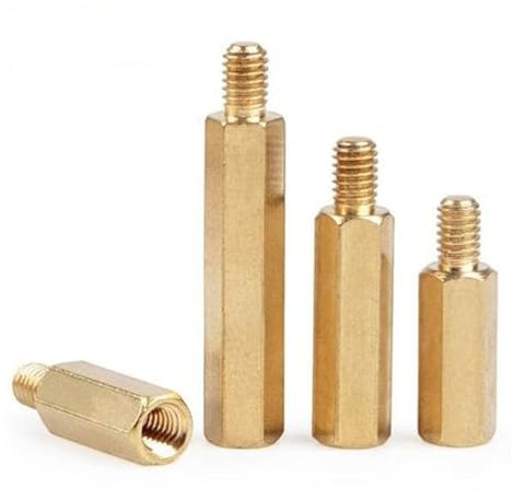IOFIT M2 Einzelkopf-Sechskantschrauben aus Kupfer, Kombination aus Messingschrauben, Sechskantmuttern, Abstandsbolzen, Gewindesäulen (Color : 3mm, Size : M2-4(120pcs))