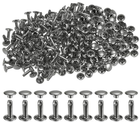 QUARKZMAN Leder Nieten 300 Set Metallniete Doppelkappe 12mm x 8mm Röhrenförmige Hohlnieten Lochzange für DIY Handwerk Gürtel Kleidung Reperatur Dekoration, Schwarz