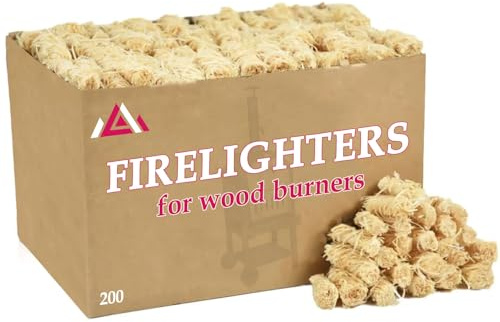 Eco Firelighters for Wood Burners Natural Firelighters Wood Wool Firelighters for Quick and Safe Ignition in Stoves, BBQs, Pizza Ovens, and Smokers (200)