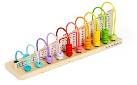 Bigjigs Toys Regenbogen-Zählrahmen (56-teilig) – Lernen von Addition & Subtraktion, Holz-Zahlen & Mathematikspiele, Frühkindliche Lernressourcen für Kinder ab 3 Jahren.