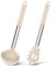 Joyfair Juego de cucharón de sopa y cuchara de espagueti, cucharón de silicona de 2 piezas y cuchara de pasta con mango de acero inoxidable para cocinar, remover, servir, escurrir, saludable y