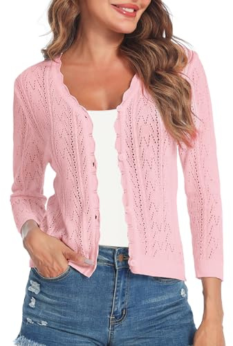 Gyabnw Bolero Mujer Manga 3/4 Cuello V Chaqueta Corta | Cuello V, chaqueta corta tradicional, estilo de bolero para mujer, para cocteles y bodas, estilo nupcial y festivo