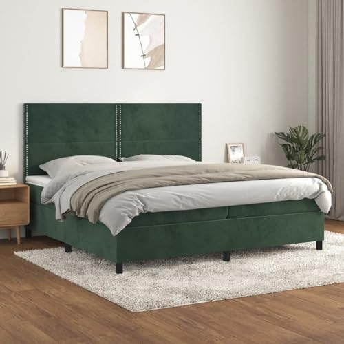 CKioict Palettenbett Modernes Bettgestell Jugendbett Boxspringbett mit Matratze Dunkelgrün 200x200 cm SamtGeeignet für Arbeitszimmer, Wohnzimmer, Hotel