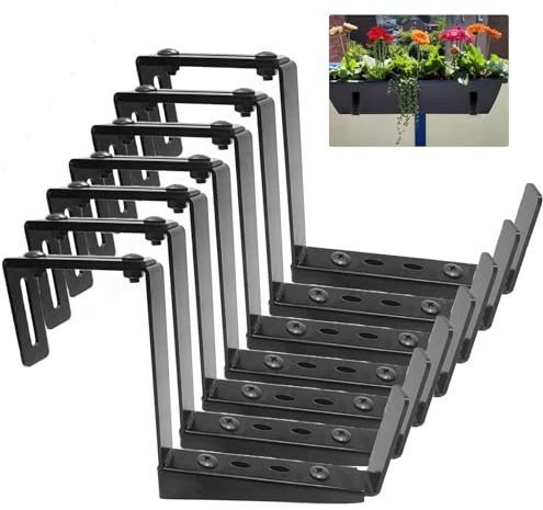 6 Stück Fensterkastenhalterungen für Geländer, verstellbare Pflanzkastenhalterungen, Blumenkastenhalterungen für Geländer, Deck, Vogelfutterstation, Aufhänger für Geländer, robuste Regalhalterung für