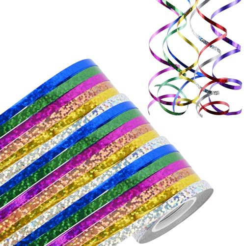 32 stelle filanti, 10 m, nastro regalo oro, verde, rosso, blu, viola, verde, argento, champagne, rosa, arricciatura, decorazione per compleanno, matrimonio, discoteca, palloncini artigianali