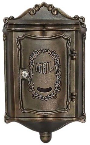 MEIZHITU Briefkästen Postbox Vintage-Briefkasten, Abschließbar, Postfach, Wohnungsbriefkasten Für Die Inneneinrichtung Briefkasten Postkasten(Bronze)