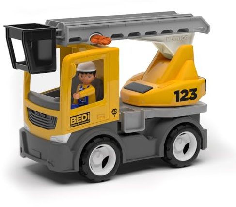 MultiGO Build Sandkasten Spielzeug für Kinder ab 3 Jahre - großes Drehleiterfahrzeug mit Fahrer - Sandspielzeug für Outdoor Spiele - Auto für den Garten