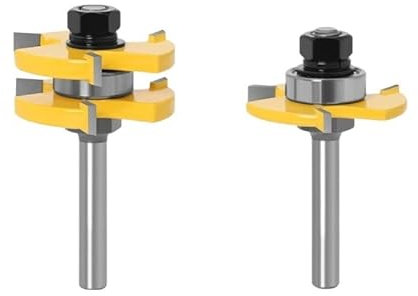 2pcs Joint Assembler Router Bits Set Langue et Rainure T-Slot Fraise for Bois Outils De Coupe De Bois - 8mm / 12mm / 12.7mm Tige(8mm shank)