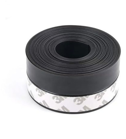 5M Window Sealing Strip, Self Adhesive Weather Stripping 45mm Width, Silicone Door Bottom Seal Strip Tape for Gaps of House Glass Shower Window and Door Weatherproof Soundproof, Black