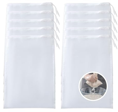 Bieiyhe 10 Piezas Bolsa Leche Vegetal Nylon, Bolsa Colador de Malla Fina, Filtro de Alimentos, Bolsa para Escurrir Verduras, Colador de Tela Reutilizables,Cheese Cloth,Nut Milk Bag para Jugo,Café,Té
