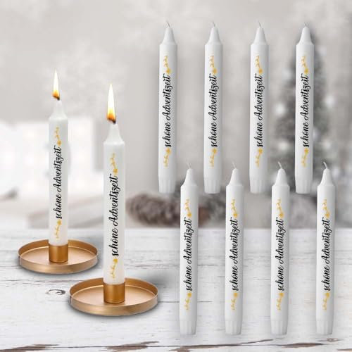 Verschiedene Weihnachten Set Kerze Stabkerzen fertig bedruckt kein Kerzentattoo Wasserschiebefolie oder Tattoofolie Kerzen für Kerzentattoos (schöne Adventszeit Gold, 19cm)