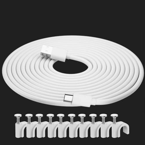 pluX Micro USB Charging Cable for Security Camera, Long USB to Micro USB Power Cable Compatible with WyzeCam, YI Camera, NestCam, Furbo Dog, Blink Camera, Netvue, KasaCam, More Security Cameras (10m)