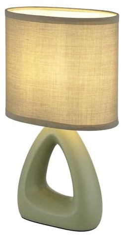 Tischleuchte Tischlampe Keramik Nachttischleuchte Textil grün Leselampe 1 flammig, 1x E14 Fassung, LxBxH 17x10x30 cm