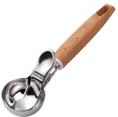 Cuchara de helado de cocina, Cuchara de helado - Cuchara de helado de acero inoxidable | Gadgets de liberación de disparadores de control de porciones, plato de cuchara de bola en f
