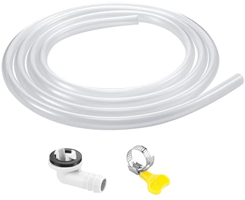 Kit de manguera de drenaje de CA - tubo de drenaje de aire acondicionado portátil con conector y abrazadera | Manguera de reemplazo para unidades de CA de ventana, línea flexible de descarga de agua p