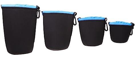 SOIMISS Objektivtaschen and Aufbewahrung 4 Stück für DSLR Kameraobjektive Neopren in Blau with Stoßschutz für Outdoor Fotografie