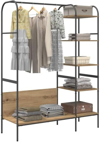 vidaXL Klädhängare Med Hyllor Artisan Ek Stor 120X44X160 cm Stilren Och Hållbar Konstruerat Trä För Förvaring I Sovrum Walk In Garderob Klädförvaring Industriell Hylla Justerbar Designer