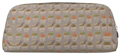 LJABCVNN Coquetier, nouilles, ramen, pochette en cuir avec fermeture éclair, sac de rangement, organisateur de maquillage pour bureau et usage quotidien, Argenté., Taille unique, Valise