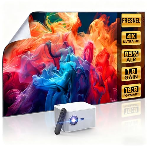 [Fresnel 85% ALR-Bildschirm und Streaming-Smart-Beamer] Draußen-Tageslichtbildschirm 1,8dB Gain 100% sRGB 8K/4K-kompatibel 75, Heimprojektor Autofokus Dolby Audio WiFi 6 Bluetooth 5,4 1080P
