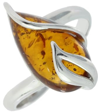 Artipol Bague fabr.européenne style français. Argent rhodié Ambre naturelle - modèle 3805-B, taille 62