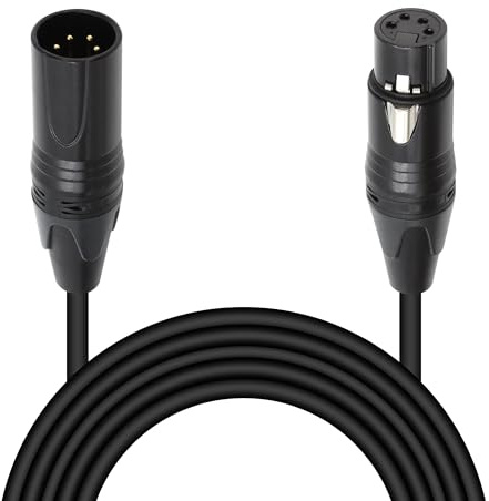 Xilaghy 4-Pin XLR Extension Patch Cable 9.8FT,XLR 4 PIN Male to Female Microphone Cord for Speaker,Microphone and Stage Light,Black(3M)