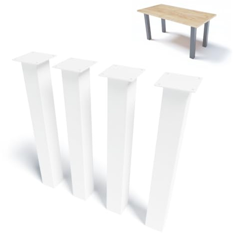 NWELD Tischfüsse Tischbeine Metall EINFACH Weiß 72x11x11cm Tischkufen DIY - Tischbein Set - Tischfuß Loft. Industriestil für Couchtisch. Esstisch. Schreibtisch