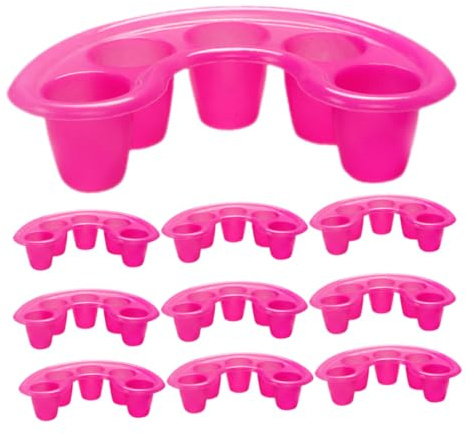 IWOWHERO 10 Piezas Cuencos de Manicura de Plástico Rosa Cuencos Ergonómicos para Remojo de Dedos y Cuidado de Uñas Resistentes y Multifuncionales para Ablandar Cutículas y Quitar Esmalte