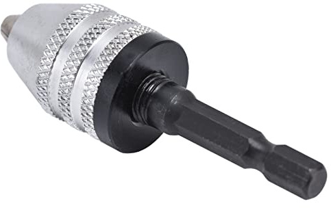 HELEVIA Portabrocas sin Llave de Tres Mandíbulas, Portabrocas de Impacto de Acero Al Carbono con Vástago Hexagonal de 1/4 Pulgadas para Accesorios de Amoladora Eléctrica, Portabrocas