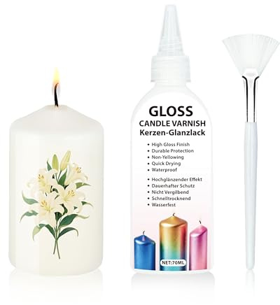 FloraVigo Kerzenlack, 70ml Wasserschiebebilder mit Kerzenlack, Versiegeln von Kerzenlack, DIY-Kerzentattoos, schützen, verschönern und fixieren Sie Ihre kreativen Kerzenarbeiten (1 Stück)
