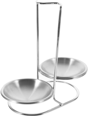 jojofuny Support Porte-Cuillères en Acier Inoxydable Double Repose-Louche avec Deux Bols Inox Support de Comptoir Cuisine et Restauration Accessoire Pratique et Hygiénique pour Table